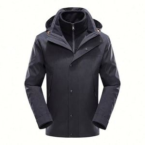 Veste coupe-vent imperméable 3-en-1 personnalisée pour la vente en gros, avec capuche, poignets ajustables et fermeture éclair, idéale pour l'extérieur - Product Image 4