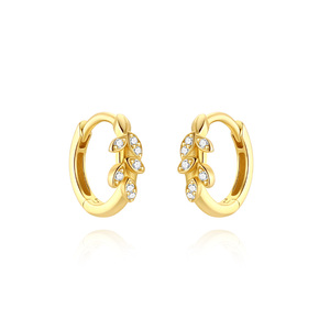 Pendientes de Aro de Plata de Ley S925 con Diseño de Espiga de Trigo y Estrella de Ocho Puntas con Circonita 5A - Product Image 1
