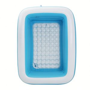 สระว่ายน้ำเป่าลมทรงสี่เหลี่ยมผืนผ้า PVC สีฟ้าขาว หนาพิเศษ สำหรับใช้ในบ้านและกลางแจ้ง สระว่ายน้ำสำหรับครอบครัวขนาดใหญ่ รับทำโลโก้ตามสั่ง - Product Image 3