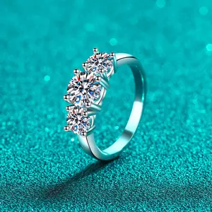 Fine Jewelry Rings for Women - 925 Sterling Silver Moissanite European and American Style with PT950 Gold Plated Particle