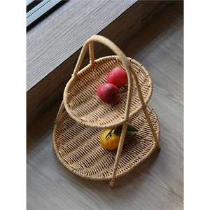 ถาดผลไม้สานลายวิสทีเรียทรงกลมสองชั้น ถาดตกแต่งสำหรับโต๊ะอาหาร จัดแสดงภาพนิ่งวันตรุษจีน - Product Image 2