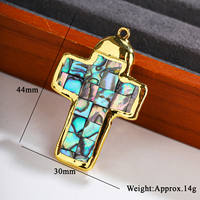 Pendentif croix en mosaïque de coquille d'ormeau plaqué or naturel, incrustation de coquillages irisés, collier porte-bonheur spirituel chrétien
