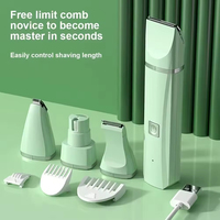 Kit de toilettage pour animaux de compagnie professionnel 4-en-1 électrique en acier inoxydable et plastique, tondeuses et coupe-griffes pour poils épais et emmêlés