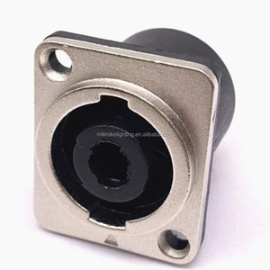 4 pin plug power avec plaque <span class=keywords><strong>de</strong></span> métal carré argenté speakon connecteur prise femelle montage sur panneau connecteur <span class=keywords><strong>pour</strong></span> vidéo haut-parleur - Product Image 1