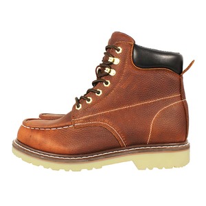 Bottes de sécurité professionnelles unisexe en cuir pleine fleur de vache, coupe haute, avec embout en acier Goodyear et protection du pouce, pour l'industrie - Product Image 2