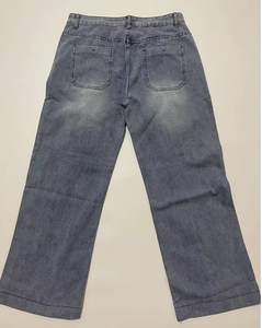 <span class=keywords><strong>Pantalon</strong></span> Jean Denim Long Décontracté <span class=keywords><strong>Taille</strong></span> Haute Couleur Unie Vendu à Chaud Personnalisé avec Logo OEM pour Femme - Product Image 5