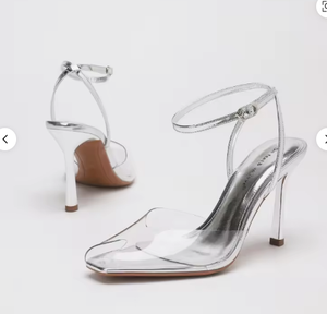 Sandali Eleganti con Tacco Alto Silenzioso, Cinturino alla Caviglia Metallizzato, Punta Aperta, Tacco Sottile, in Pelle Verniciata per l'Estate, da Donna - Product Image 3