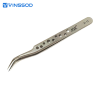Pince à épiler VINSSOD S-20/A-15 à pointe extra fine en acier inoxydable pour réparation électronique de téléphones portables, pince à épiler droite et courbée