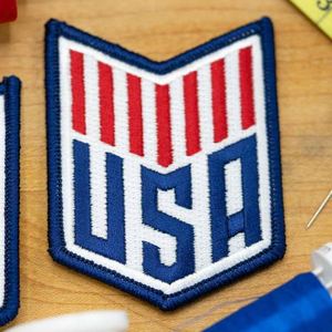 Bulk Product Woven 3D Custom Badges <b>Embroidery</b> Patches with Resin and Rhinestones for Clothing - Product Image 1