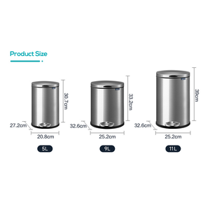 <span class=keywords><strong>Poubelle</strong></span> ronde pour la maison 5L/9L/11L en acier inoxydable avec pédale, <span class=keywords><strong>poubelle</strong></span> à fermeture lente pour la <span class=keywords><strong>cuisine</strong></span>, l'hôtel - Product Image 4