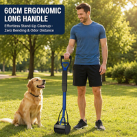 Ensemble de ramasse-crottes pour chien en plastique avec manche long, design en forme d'os, ramasseur de déchets pour chat et chien, support pour sacs poubelles