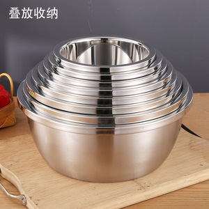 Stainless Steel Mixing Bowl 201 Glossy Thickened <b>Round</b> Kitchen Baking Dough Soup Vegetable Washing <b>Basin</b> - Product Image 2