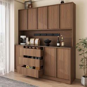 Buffet en bois massif de luxe léger avec porte en verre, armoire de rangement pour vaisselle avec tiroir pour salle à manger - Product Image 3
