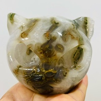 Venta al por mayor de Ágata Musgosa Natural, Jaspe Oceánico, Gato Tallado a Mano, Gato de Cristal, Piedra Curativa, Decoración del Hogar, Regalo de Cristal