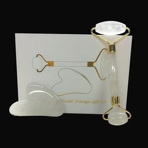 Rodillo Facial de Jade Morado, Verde y Negro, Herramienta de Masaje Facial de Cuarzo Rosa, Rodillo de Jade Gua Sha, Caja de Gua Sha - Product Image 3