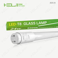 Lámpara LED T8 Regulable de 9W, 18W, 24W, con Corte de Fase Triac, de Vidrio, 2ft, 4ft, 5ft, 100lm/W, para Hotel y Oficina