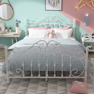Lit en fer style européen, lit princesse, simple, moderne, <span class=keywords><strong>nordique</strong></span>, double, taille Queen, lit en fer rouge tendance, modèle de cadre de lit en acier - Product Image 1