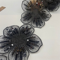 Mode luxe 3D fleur Tulle dentelle perlée brodé Organza patchs haut de gamme maille tissu pour mariage utiliser paillettes garnitures