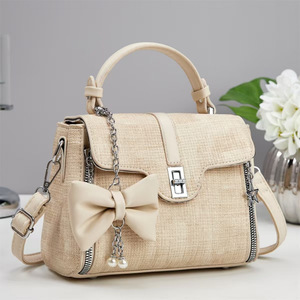 Sac bandoulière carré moyen pour femme An Ru Shi, jaune terreux avec détail nœud, usage quotidien - Product Image 4
