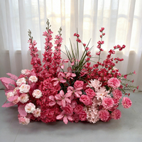 Composition florale artificielle 80 cm effet naturel, rose poudré et ivoire, pour allée de mariage et décoration d'événements/fêtes