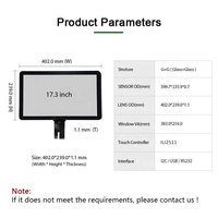 Pantalla Táctil PCAP de 17.3 Pulgadas con Triple Interfaz USB I2C RS232, Kit Táctil Industrial