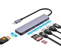 El mejor precio 7 en 1 USB C HUB, Adaptador 4K HDMI y adaptador de lector de tarjetas de memoria USB con carga PD 100W para computadora portátil