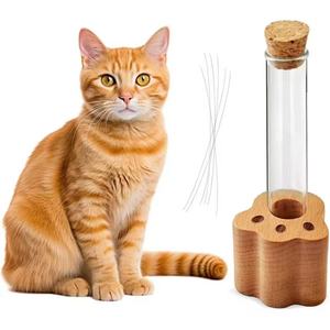 Wooden <b>Cat</b> Whisker Keepsake Box Paw Shape Test Tube Base Pet Hair Storage Handmade Solid Wood Secure Design - Product Image 1