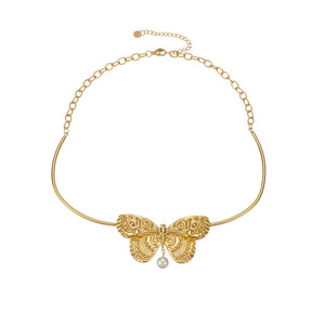 Nouveauté : Collier ras du cou en acier inoxydable tendance pour filles, délicat collier papillon vintage pour femmes, cadeau bijoux - Product Image 4