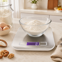 Báscula Digital de Cocina Blanca, Báscula Electrónica de Alta Precisión con Pantalla LCD, Báscula Delgada para Cocinar y Hornear