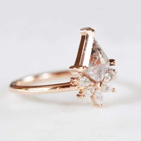 Bague en argent sterling 925 avec sel et poivre et diamant CZ coupe cerf-volant