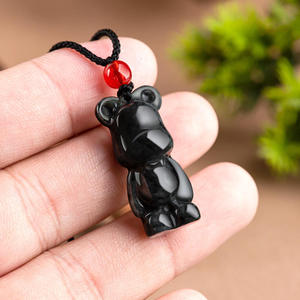 Pendentif en jadéite naturelle du Myanmar, ours mignons, bijoux pour femmes, vente en gros de jade, cadeau avec certificat d'évaluation DW76 - Product Image 3