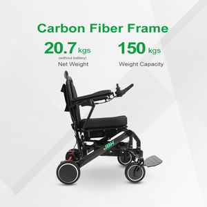 Silla de ruedas eléctrica plegable de carbono ligero motorizada Prower, caja de cartón de Metal negro, accesorios para silla de ruedas Ce, fibra de carbono - Product Image 4