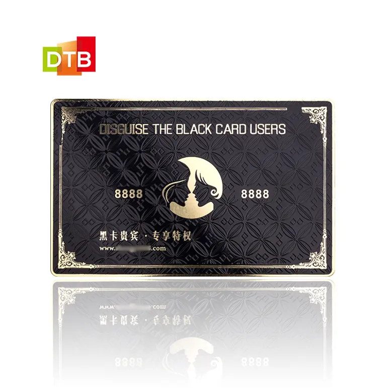 Özel paslanmaz çelik Metal lüks ziyaret kartı mat siyah Metal Vip üyelik kartı