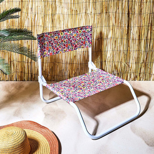 เก้าอี้ชายหาดพับได้โบฮีเมียนน้ำหนักเบามีโลโก้โครงเหล็กที่นั่งต่ำกลางแจ้ง - Product Image 1