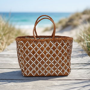 Flower Small <b>Bag</b> Fashion Handwoven <b>Leather</b> <b>Tote</b> <b>Bag</b> Natural <b>Woven</b> Handbag for Women Travel Beach Gift - Product Image 3