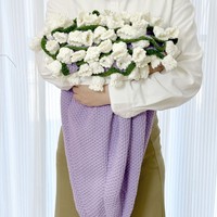 Bouquet de lys de la vallée en fil crocheté fait main BH, arrangement floral artificiel réaliste, décoration moderne réutilisable