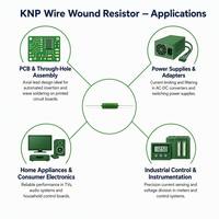 Résistance axiale bobinée série Taixing KNP-3W8-J 1/4W-10W 0,01ohm-47Kohm Tolérance 1% Revêtement ignifuge à montage traversant