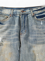 Jean ample vintage gothique pour homme de haute qualité, taille mi-haute, délavage clair, effet vieilli, graffiti, 100 % coton, style hip-hop