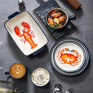 Moderno ristorante di Sushi di aragosta in ceramica Logo personalizzato Set di stoviglie in stile giapponese