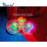 Boule miroir gonflable suspendue Décoration de fête Sphère Boules irisées et lumière LED Boule disco en PVC