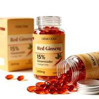 Capsules de ginseng rouge Panax OEM personnalisées, complément nutritionnel naturellement obtenu, approvisionnement en vrac, fabricant de marque personnalisée