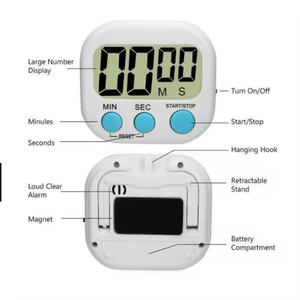Minuteur numérique magnétique LED avec affichage <span class=keywords><strong>de</strong></span> compteur, réveil, compte à rebours électronique manuel, <span class=keywords><strong>chronomètre</strong></span> pour le sport, la cuisine, la douche et l'étude - Product Image 4