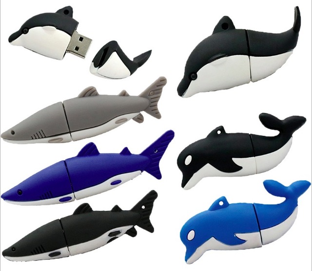 PenDrive Shark Cartoon Fish USB Memory Stick Creative Gift Toy Dolphin USB Thumb Drive 16GB 32GB Pen Drive Flash Drive