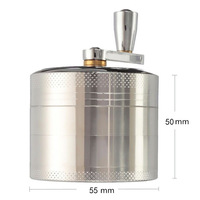 Moulin à épices sec personnalisé à 4 couches avec secoueur d'herbes de 55mm en alliage de zinc durable pour fumer accessoire en métal