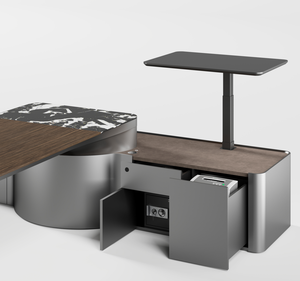 JUOU 2023 <strong>Floating</strong> Executive <strong>Desk</strong> Modern L-Shaped High-Tech Boss CEO <strong>Desk</strong> <strong>with</strong> Solid Wood New Design - Product Image 5