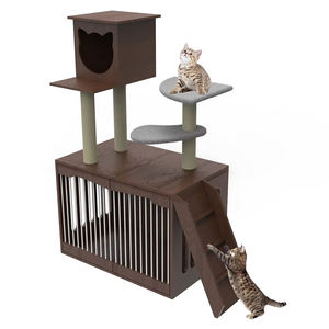 Harga kompetitif furnitur hewan peliharaan mewah kayu rumah kucing dengan Sisal menggaruk Post kucing menara Kondominium memanjat bingkai dalam ruangan kucing pohon - Product Image 1