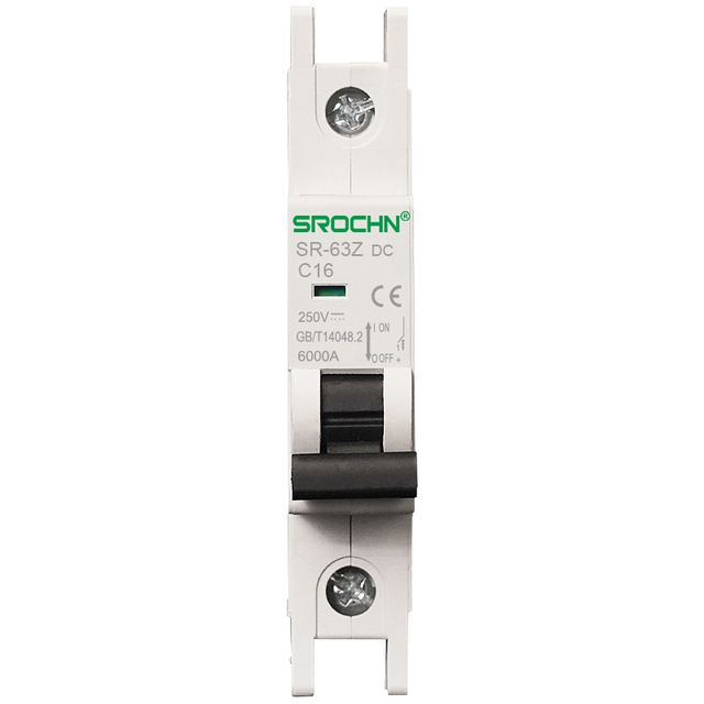 SROCHN 1 Pole Miniature Circuit Breaker MCB with 16A Breaking Capacity DC250V DIN Rail Mounting Copper 6kA CE Certified