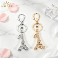 Porte-clés Tour Eiffel en alliage de zinc noble, option bicolore, avec strass étincelants, breloque de sac souvenir de Paris pour cadeau touristique
