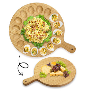 Planche à découper ronde en bambou à quatre directions, support à œufs multifonction, double face, pour la cuisine - Product Image 1