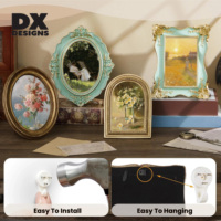 Cadre photo vintage orné en résine 4x6 5x7 8x10 pouces, style rococo or antique et vert menthe, pour mur et table